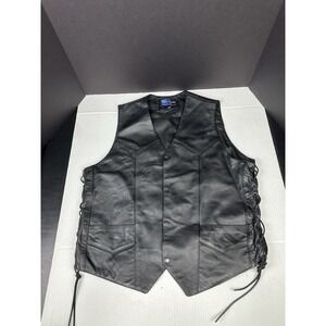 Vance Leather Vest Black Size 44 side laced Biker wear